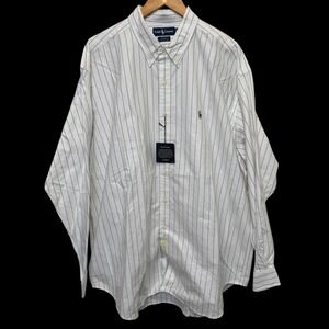 Vtg Ralph Lauren Men Blake Oxford 2XL Blue Striped Classic Fit Button Down Dress